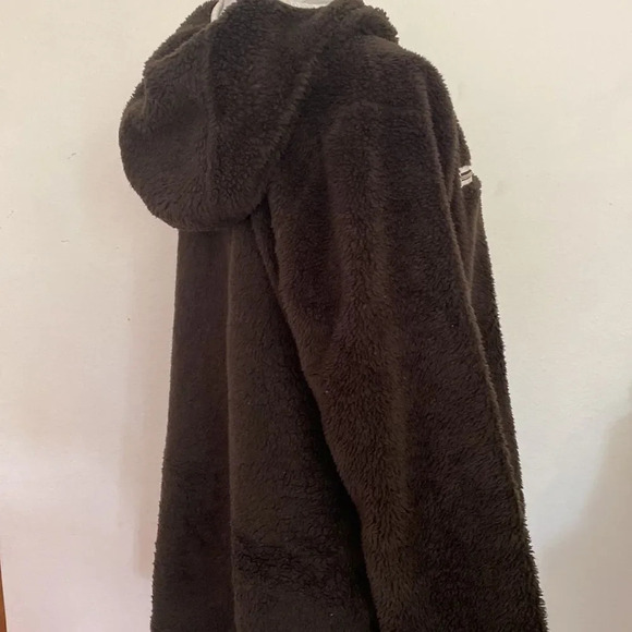 Kuhl sz XL fleece zip up hooded dark brown adjustable waist pockets - Picture 6 of 9